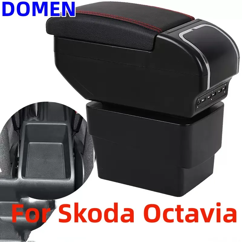 

For Skoda Octavia Armrest For Skoda Octavia Mk3 A7 2014-2017 Car Armrest box Large Space Dual Layer USB Charging