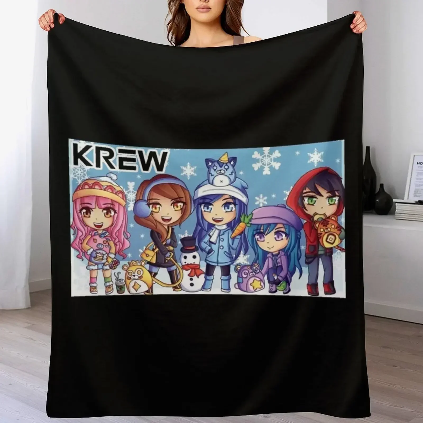 Фото Плед the krew, Funneh Plushy на самокате, стильный плед-накидка для дивана, для дома и гостиной №4