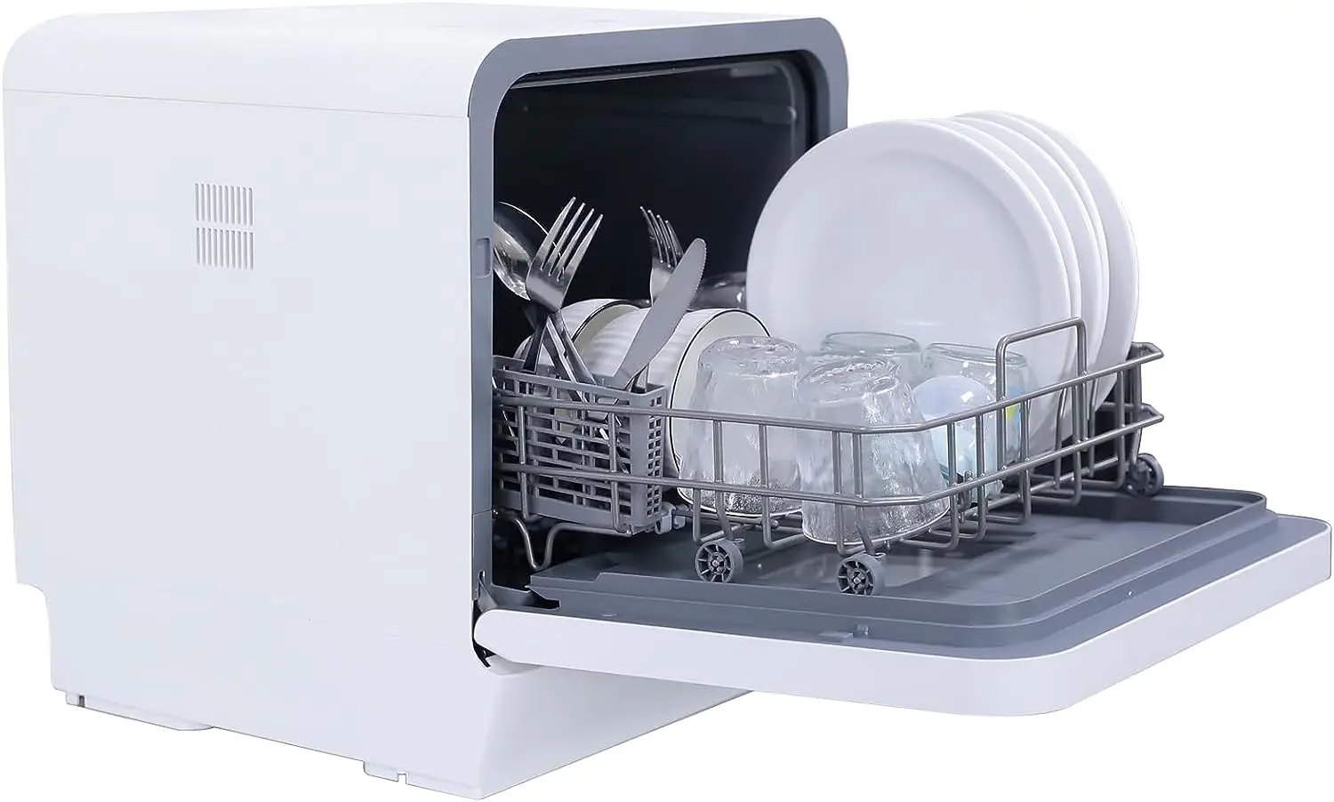 , Portable Dishwasher No Hookup. Countertop Dishwasher With Water Tank. With Child Lock, Hot Drying, 4 Wash