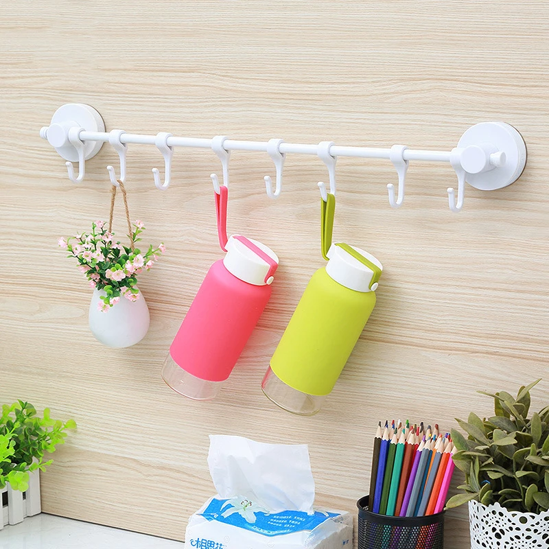 

Double Sucker Cup Hook Rack Towel Rack Hanging Shelves Hook Holder Kitchen Bathroom Accessories Kitchen Organizer Storage
