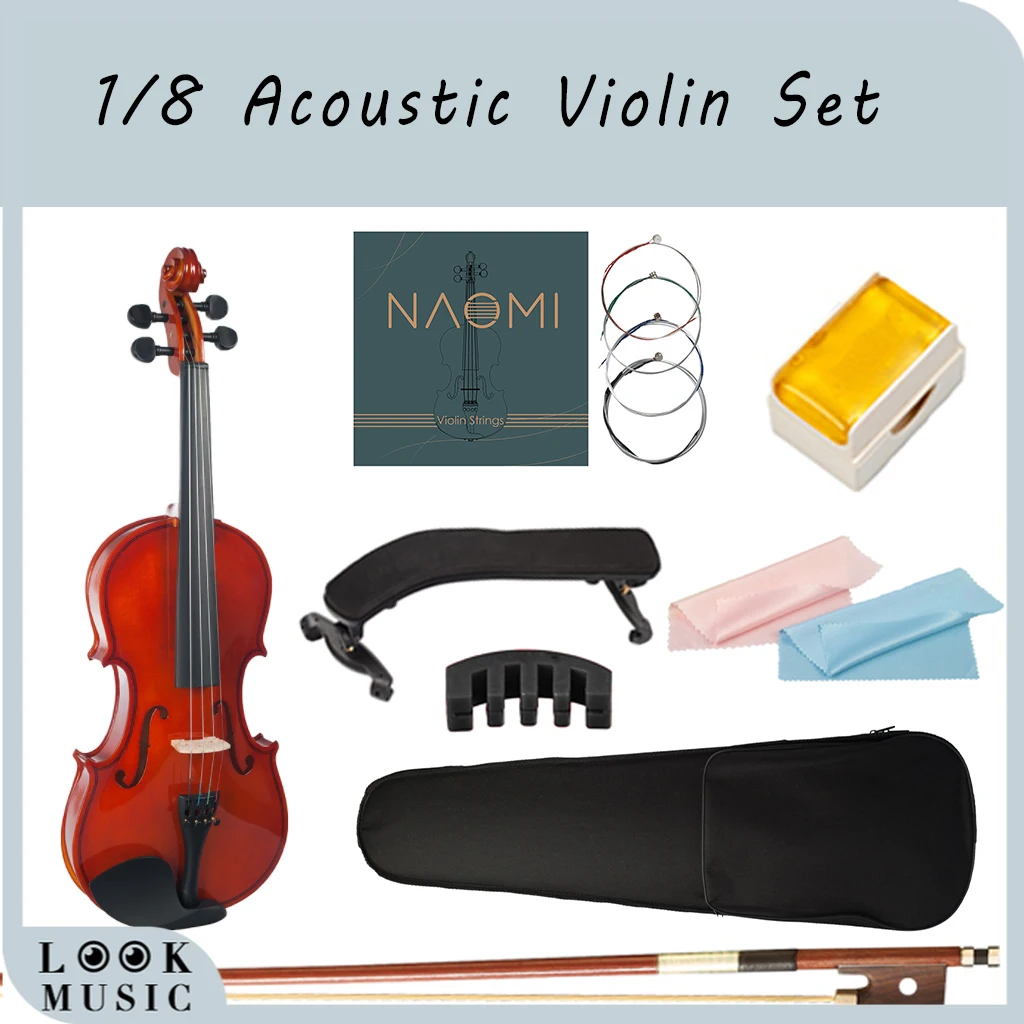 

NAOMI 1/8 акустическая Скрипка детская скрипка с легкий Чехол Цезальпиния лук плечевого упора строка канифоль отключения звука для 3-5 лет