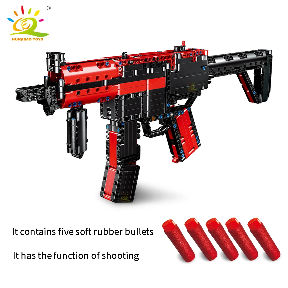 

HUIQIBAO 676 шт. военный MP5 пистолет-пулемет модель строительные блоки технические кирпичи город строительная игрушка для детей мальчик подарок