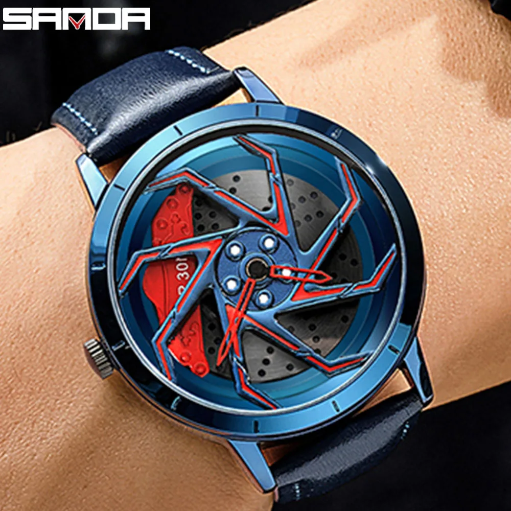 

SANDA Man Watch Waterproof Stainless Steel Steering Wheel Wristwatch Fashion Hollow Quartz Luxury Square Trending Products 2022