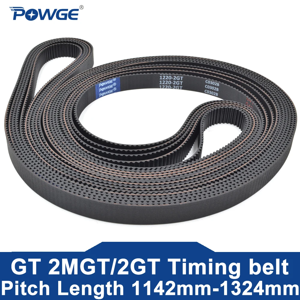 Резиновый Ремень ГРМ POWGE GT 2MGT 2M 2GT Lp = 1142 1144 1150 1164 1180 1190 1210 1220 1240 1250 1310 1324 ширина 6 мм 9 мм для 3D-принтера