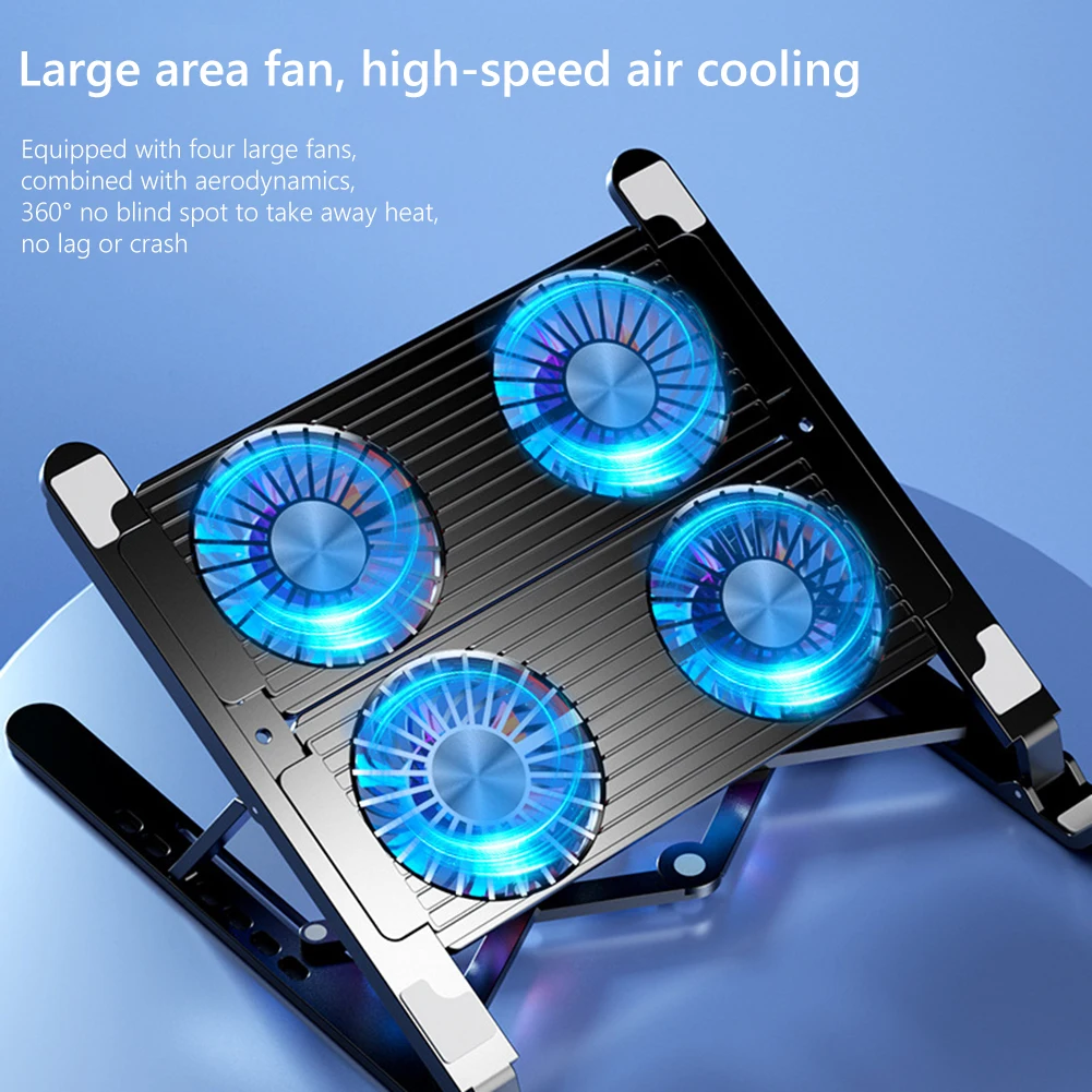 Gaming PC Laptop Cooler 2/4 Silent Fan Foldable Laptop Cooling Pad Support Portable Height Adjustable Notebook Stand For 11-17.3 Gaming PC Laptop Cooler 2/4 Silent Fan Foldable Laptop Cooling Pad Support Portable Height Adjustable Notebook Stand For 11-17.3