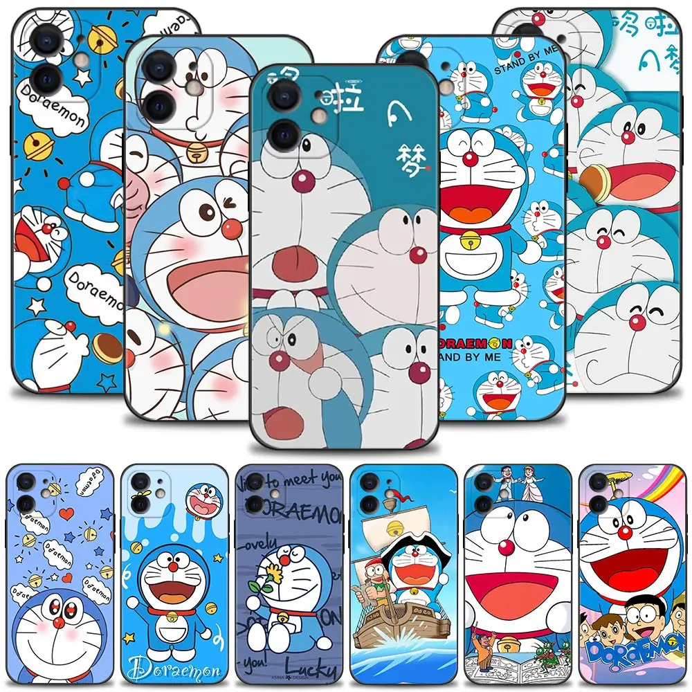 

Case For iPhone 13 12 11 Pro Max 13 12 Mini Phone Cover X XR XS Max 6 6S 7 8 Plus Silicone Fitted Funda Cute Doraemon