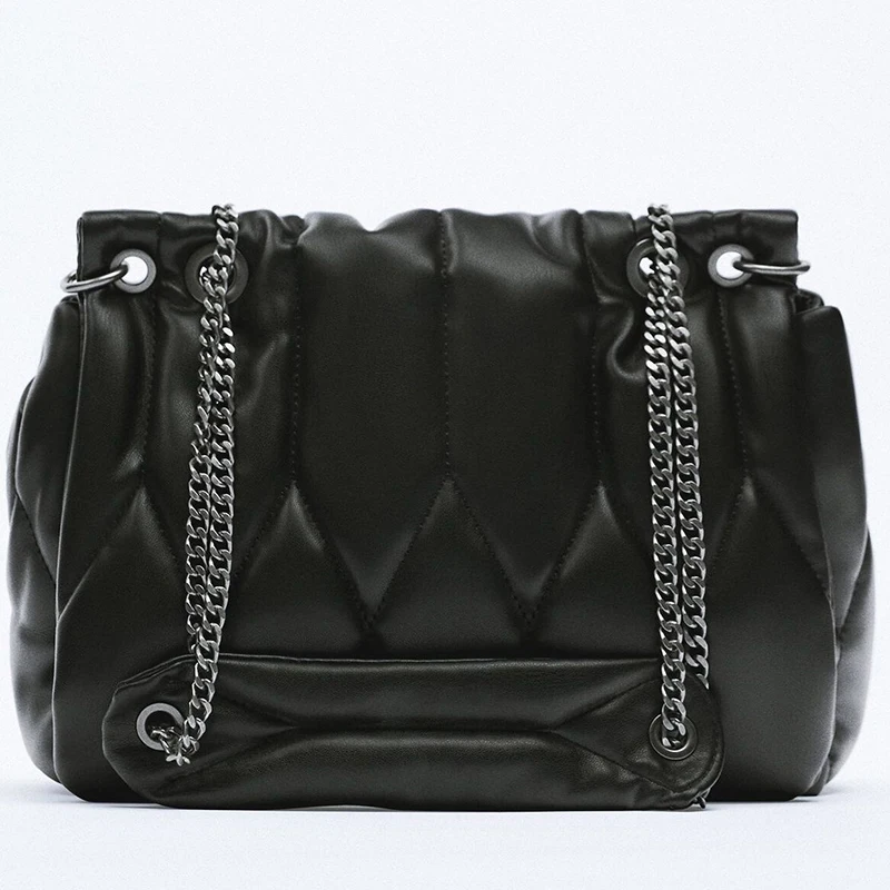 

2022 французская сумка на цепочке, трендовая Высококачественная вместительная прогулочная сумка, Минималистичная чистая черная Маленькая п...