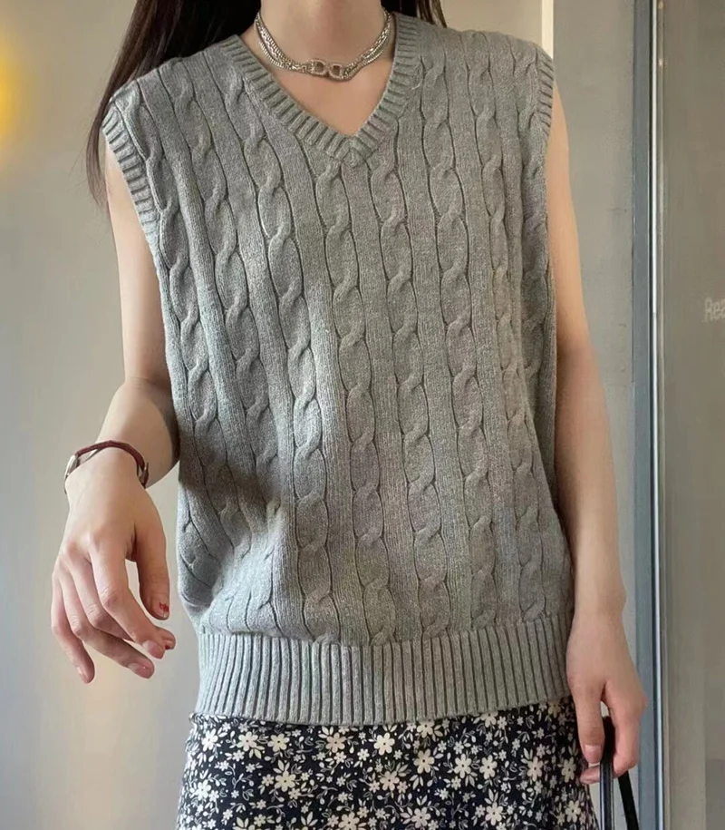 

RL - Women's V-neck knitted vest, tight-fitting sweater, knitted shirt, informal top, summer novelty, 2022