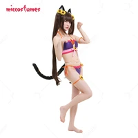 women swimsuit ver catgirl cosplay costume two piece bikini swimwear chest open halterneck bathing suit