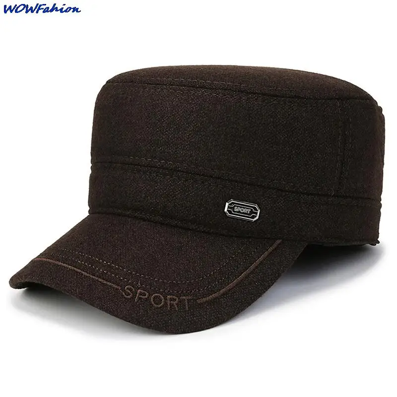 

Solid Color Simple Ears Protected Baseball Cap for Men Women Woolen Thick Flat Snapback Sunhat Outdoor Winter Warm Baseball Hat