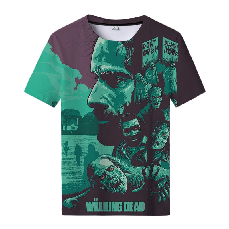 

T-Shirt surdimensionné pour hommes et femmes, Streetwear à la mode, Harajuku, avec impression en 3D The Walking Dead