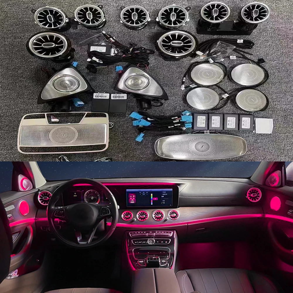 

64 Colors LED Ambient Lamp Air Vents 3D Rotating Tweeter Speaker For Mercedes Benz W213 E-Class E260 E300 E250 Atmosphere Light