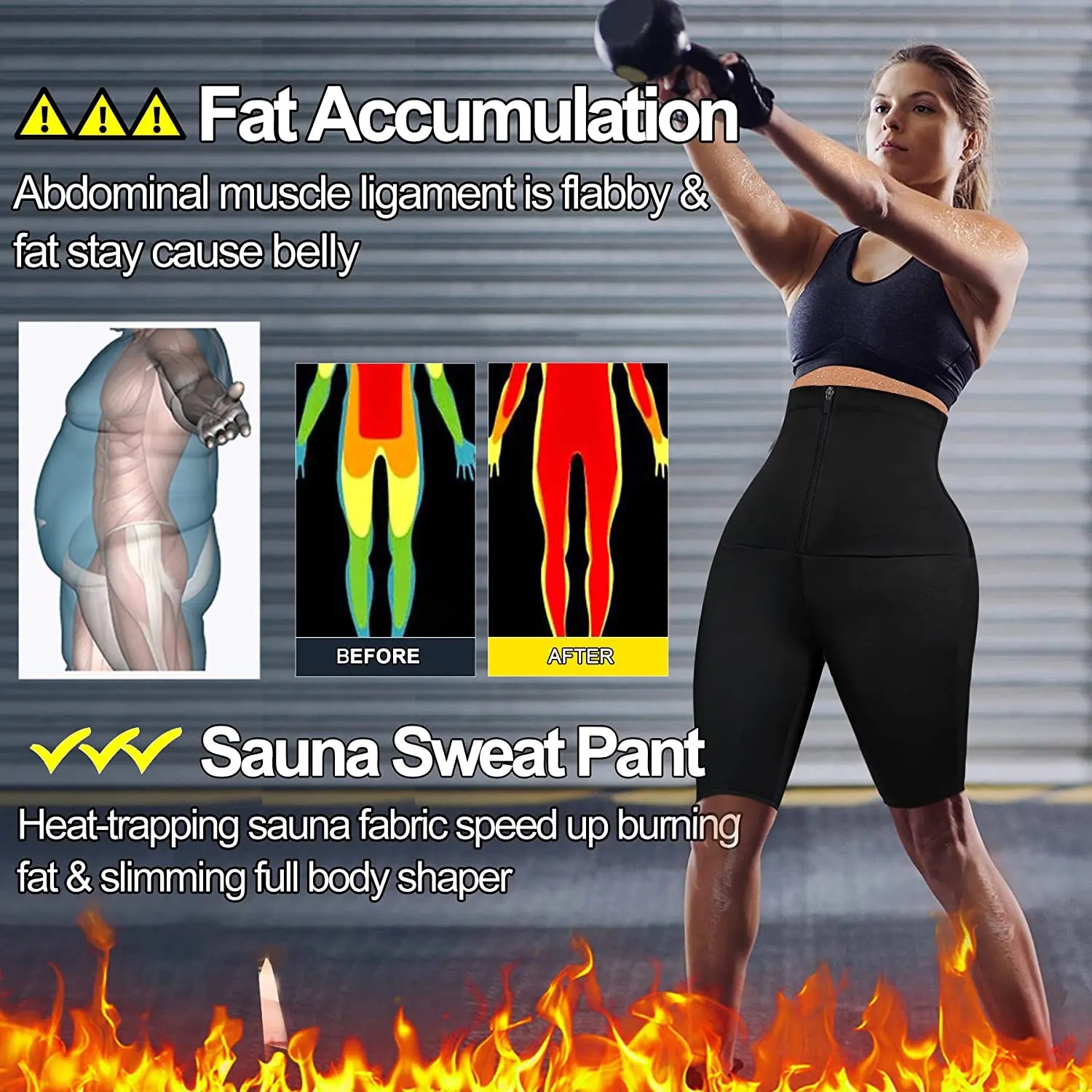 Sauna Suit Sweat Pants for Women Weight Loss Compression Shorts Slimming High Waist Trainer Leggings Body Shaper Panties