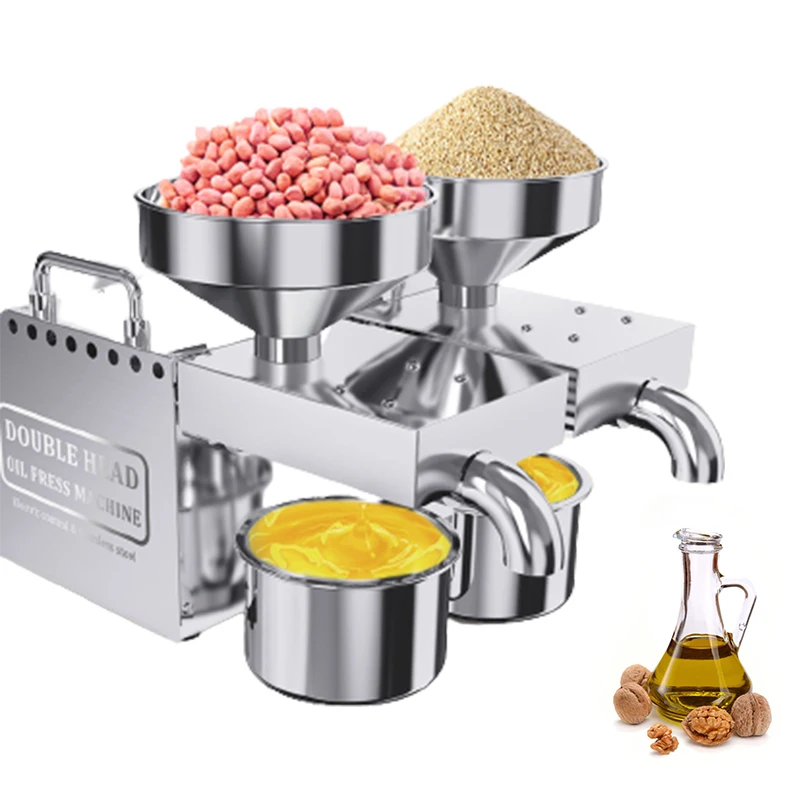 

Stainless Steel Double Head Oil Press Automatic Flaxseed Sunflower Seed Oil Extracting Machine Peanut Oil Extractor