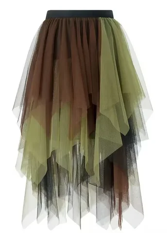 Юбка-пачка женская с высокой талией, модная повседневная сетчатая юбка средней длины в стиле Харадзюку, на лето
