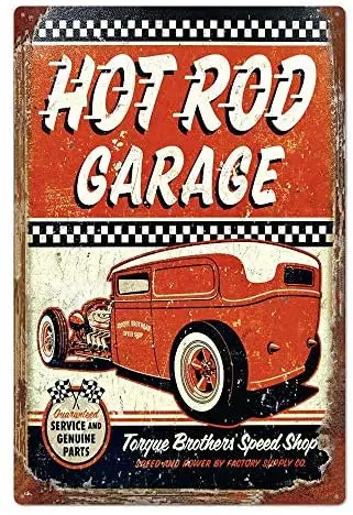 

Hot Rod Novelty Parking Retro Metal Tin Sign Plaque Poster Wall Decor Art Shabby Chic Gift Suitable 12x8 Inch