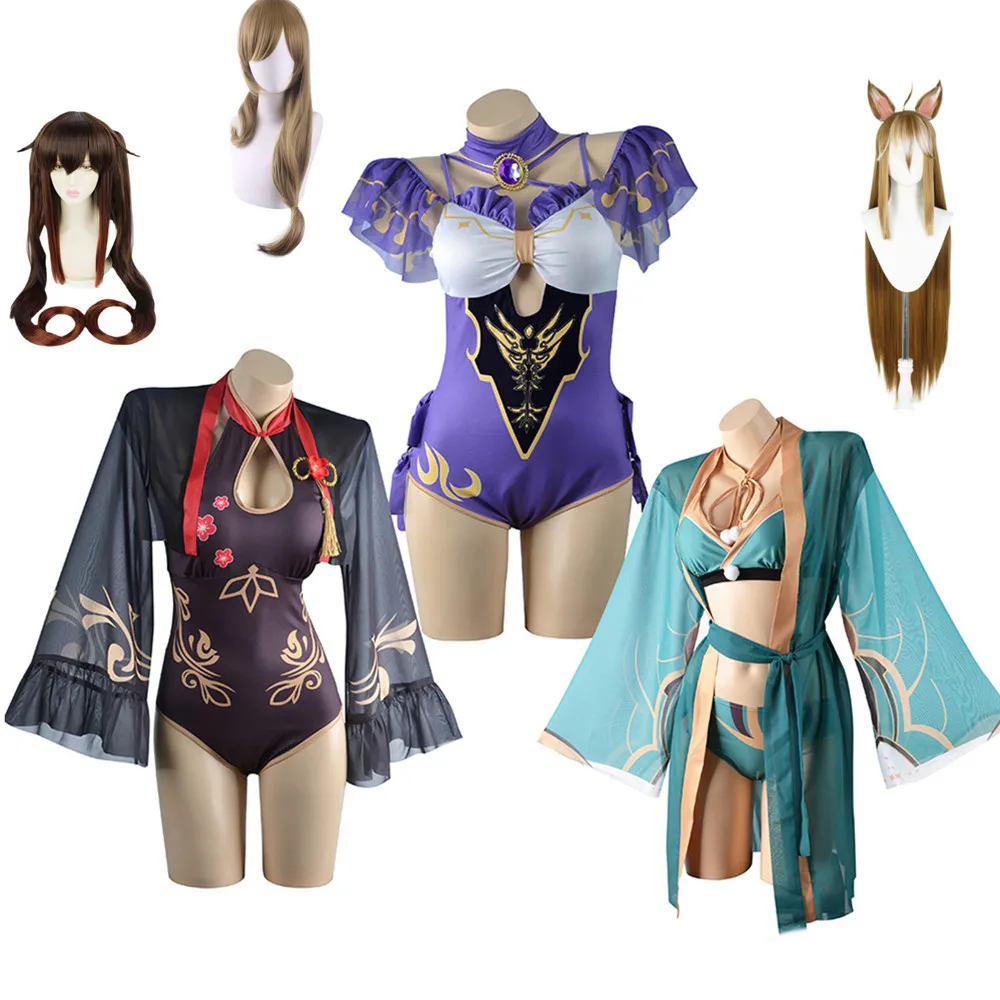 

Костюм для косплея аниме Genshin Impact Gorou Hu Tao Lisa Minci Shina, цельный парик, женский сексуальный костюм для взрослых