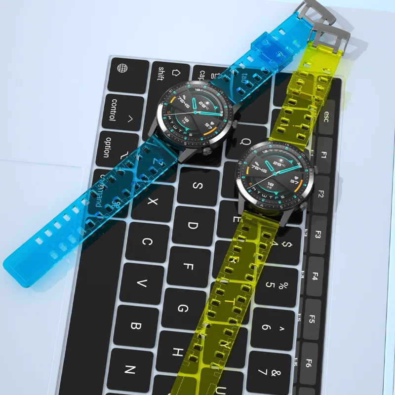

Ремешок силиконовый для HUAWEI GT 2 HONOR MagicWatch/Samsung Galaxy Watch 3, прозрачный браслет для Active 2/Amazfit GTR GTS Bip S