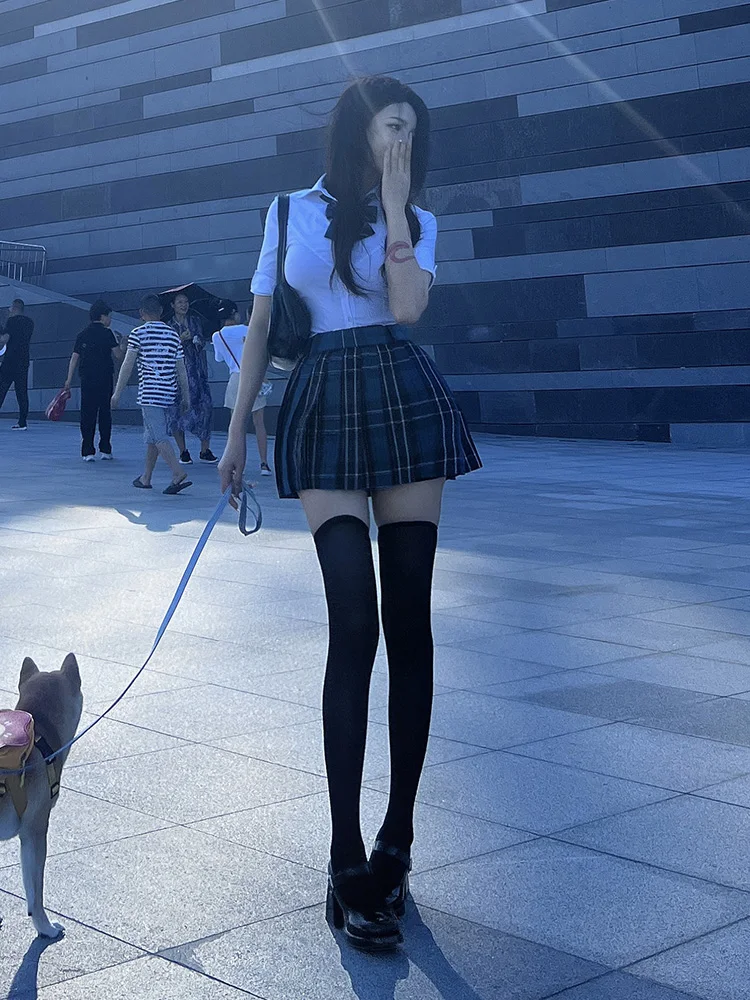 Preppy Jk Uniform Set Original Gyaru Pure Desire Sexy High Waist Pleated Skirt Women Summer Rich Home Gold Wear