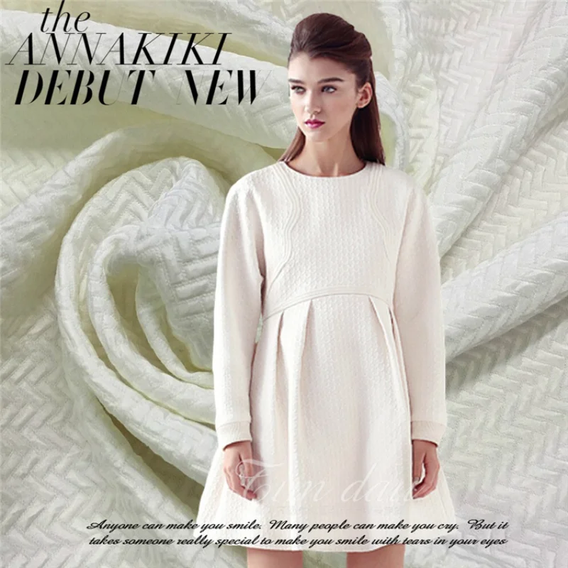 

White Twist Braided Jacquard Fabric Autumn Winter for Dress Coat Diy Sewing Fabrics Cloth Polyester by the Meter