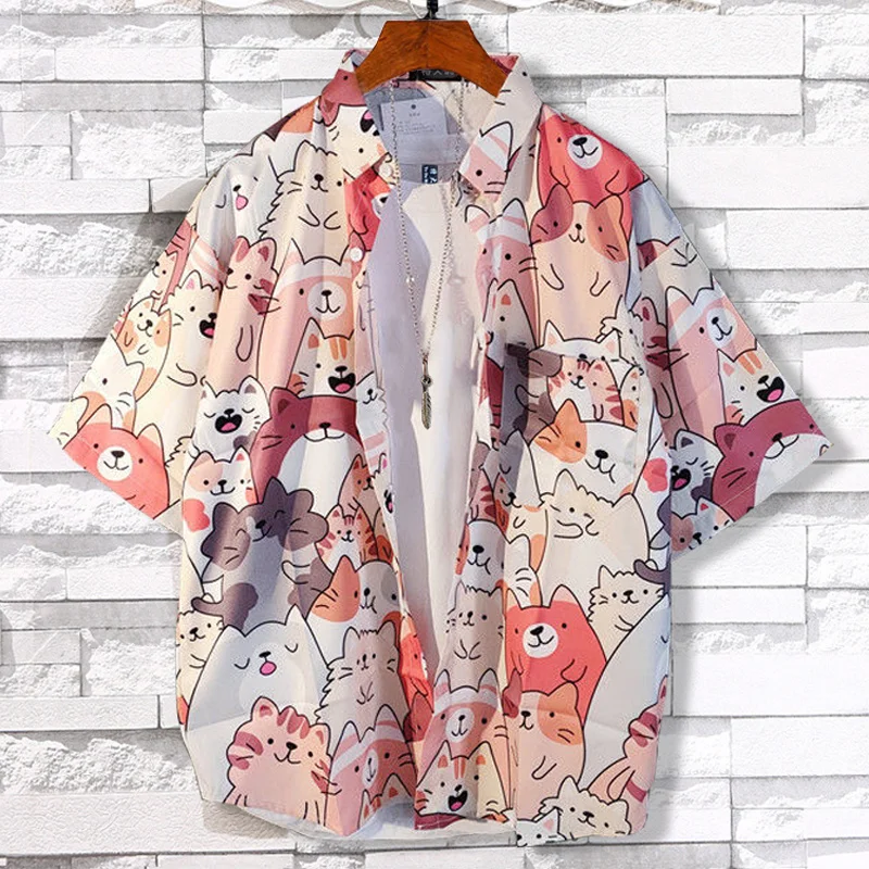 

plus Summer size cartoon oversized loose short-sleeved casual shirt fashion shirt for men oversized shirt 10XL 11XL 12XL 180kg