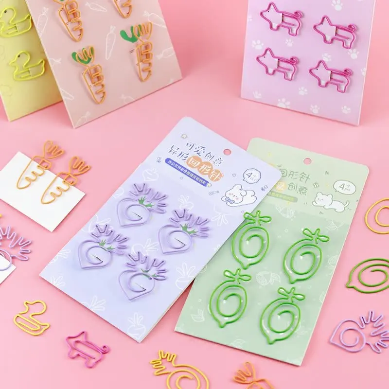 Креативные металлические скрепки в виде морковки ананаса лимона утки свинки для