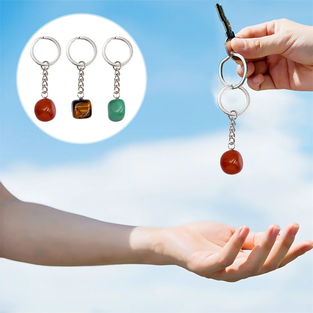 

3 шт. Брелоки для ключей из натурального камня, подвесные украшения, подвески из камня «сделай сам» для брелока