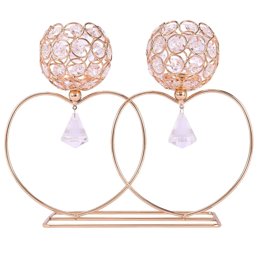 

Crystal Valentine's Day Candlestick Golden Lantern Love Candles & Holders