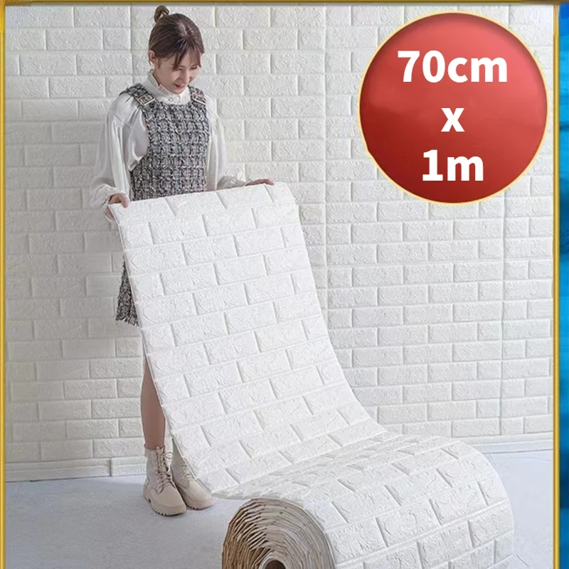 

Самоклеящиеся 3D-обои 70 см * 1 м, непрерывные водонепроницаемые настенные наклейки с имитацией кирпича, украшение для гостиной, спальни, детск...