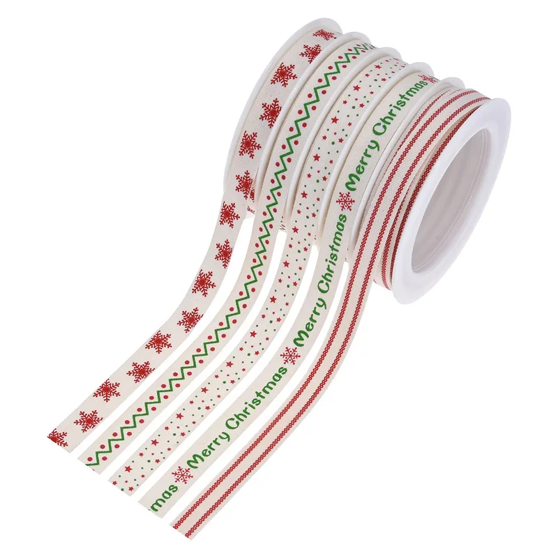 Letter Pentagram Printed Cotton Strap Christmas Gift Flower Packaging 5m Set