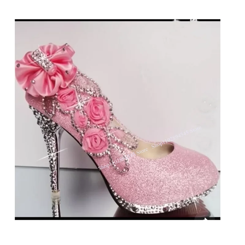 Женские туфли-лодочки на высоком каблуке розовые туфли с украшением из
