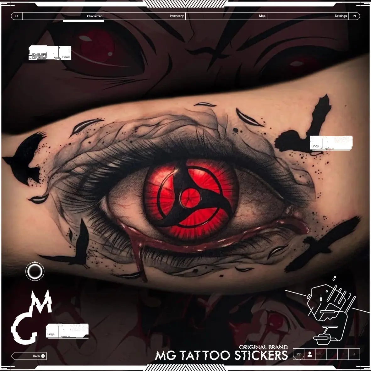 

Itachi Sharingan Tattoos Temporary Tattoos Waterproof Fake Tattoo for Woman Men Clavicle Wrist Lasting Anime Tattoo Sticker