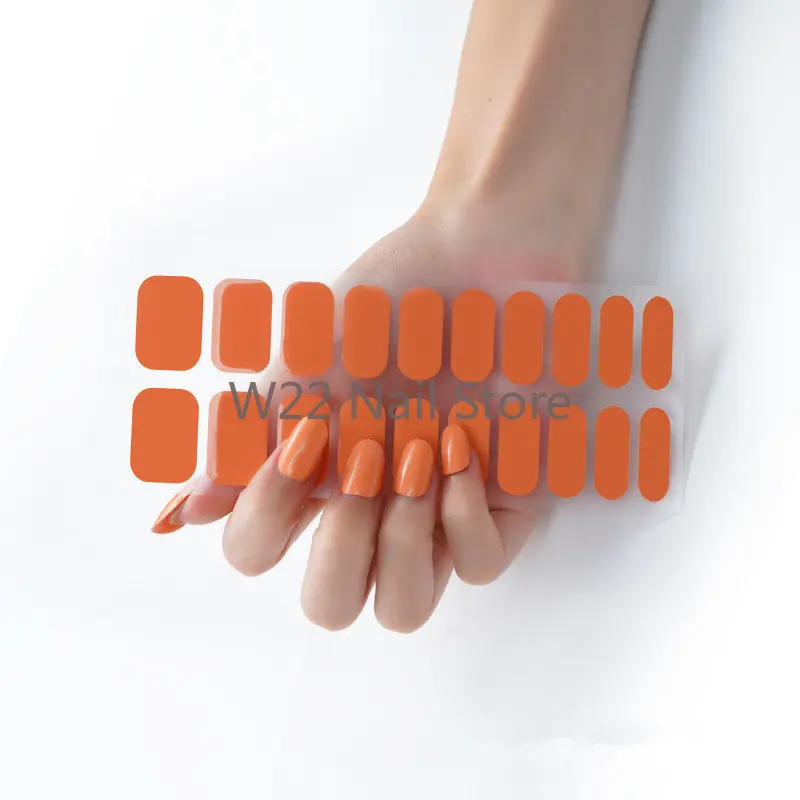 

22 Tips/Sheet Solid Colors Semi Cured Gel Nail Polish Strips Adhesive Full Wrap Gel Nail Art Sticker Waterproof Gel Nail Wrap