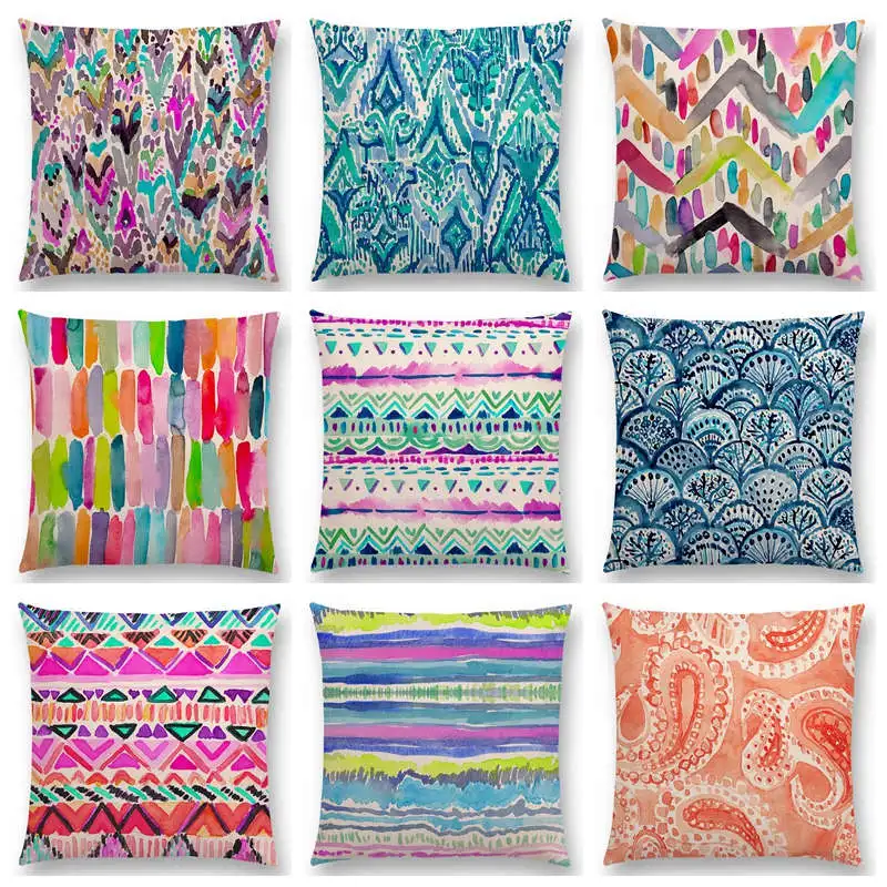 

Hot Sale Color Party Candy Chevron Waves Coral Camo Stripe Paisley Geometry Pattern Moroccan Colorful Cushion Sofa Throw Pillow