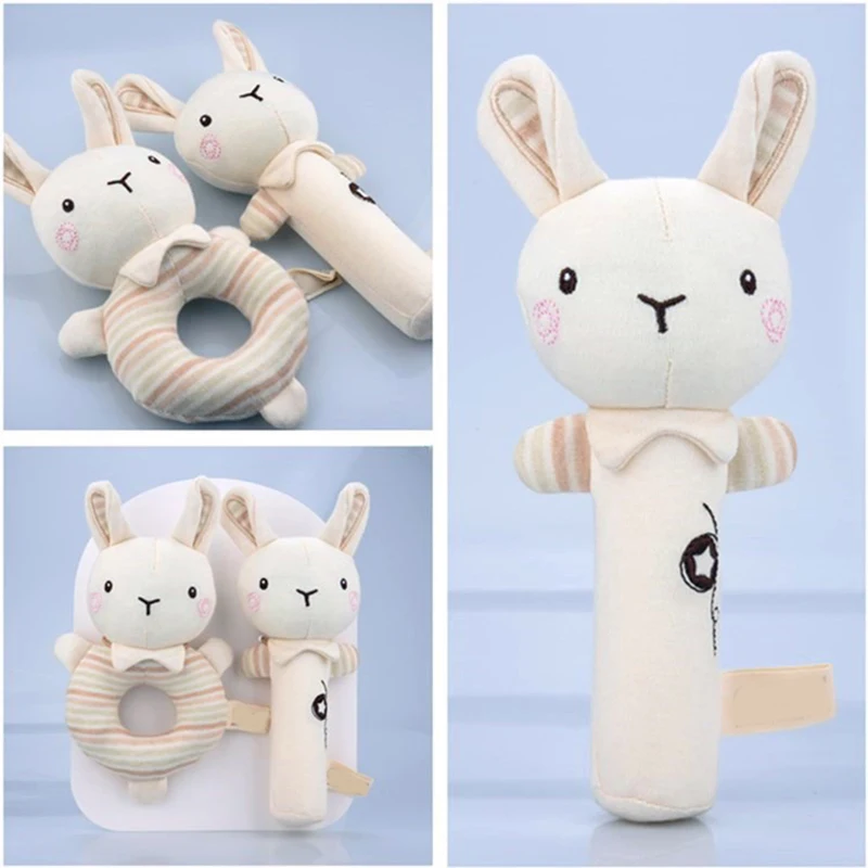 

Newborn Baby Rattles Rabbit Bear Grab Ability Training Toys Infant Stroller Bed Hanging Bell Plush Dolls игрушки для детей