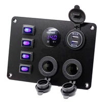 4 gang rocker switch panel with usb charger voltmeter waterproof 12v 24v dc rocker switch with 4 2a dual usb charger and night