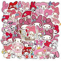 50 pieces of sanrio stickers my melody kuromi cinnamoroll waterproof hand book diy material decoration mobile phone gift