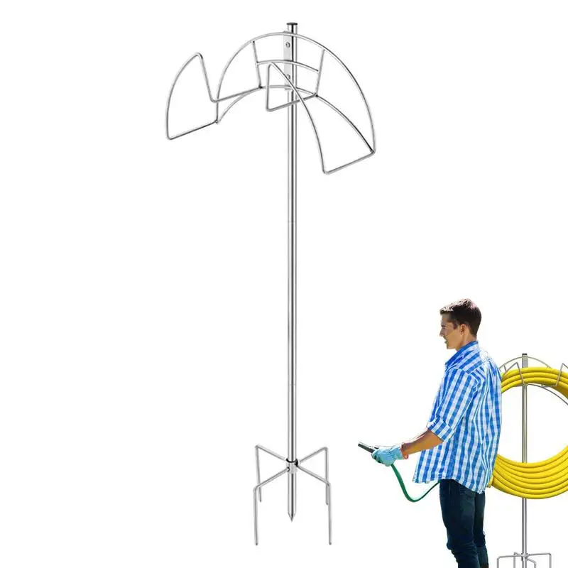 

Metal Water Hose Holder Stand Outdoor Water Hose Storage Reel Rack Durable Freestanding Metal Hose Hanger Storage Rack For