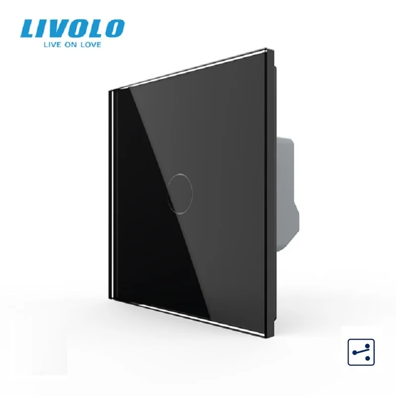 

Original Livolo EU Standard Wall Switch, 1 Gang 2 Way Control, Crystal Glass Panel, Smart Switch VL-C701S-11/12/15