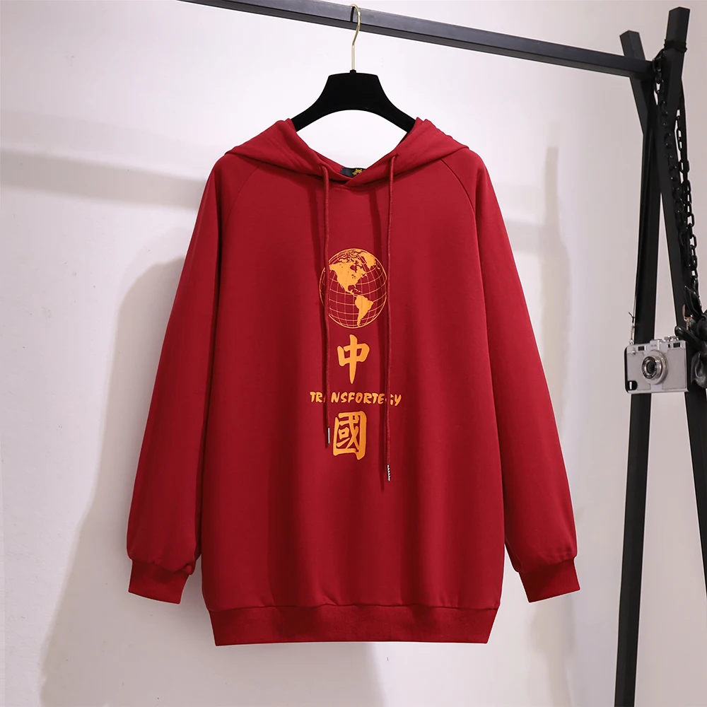 Женская Толстовка Больших Размеров Повседневная Хлопковая Полиэстеровая Смесь