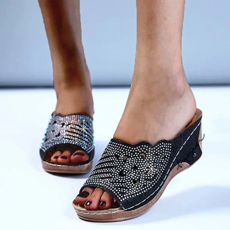 2022 Shoes Platform Women Sandals Comfy Open Toe Casual Women's Sandals Soft Wedge Sandals Women Slippers Retro Female Slides