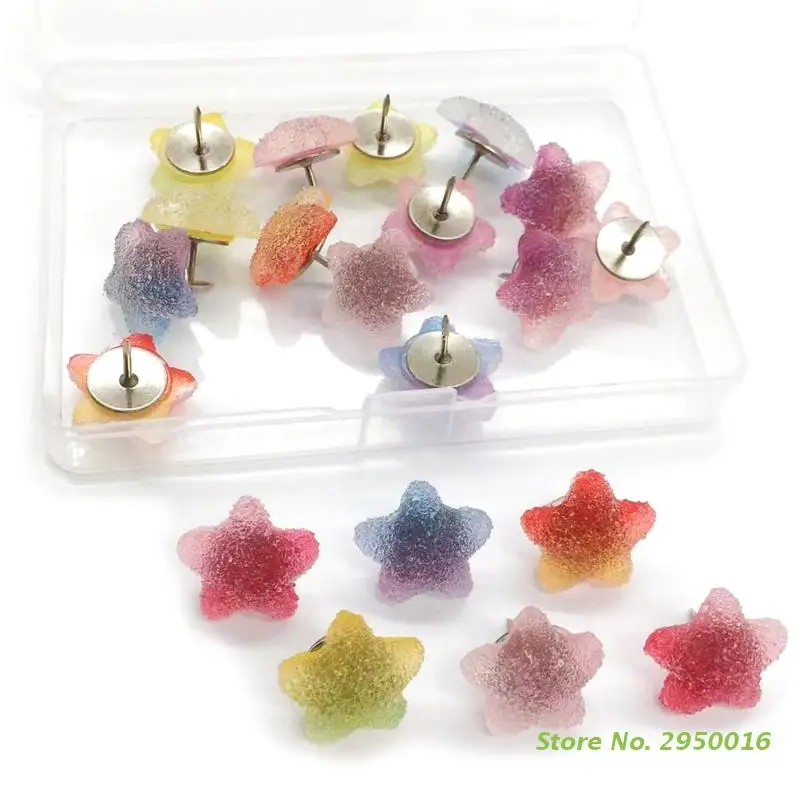 

30 шт. разноцветные штифты со звездами и накладками, декоративные штифты для большого пальца для офиса, школы, доска для объявлений, фото, Настенный декор