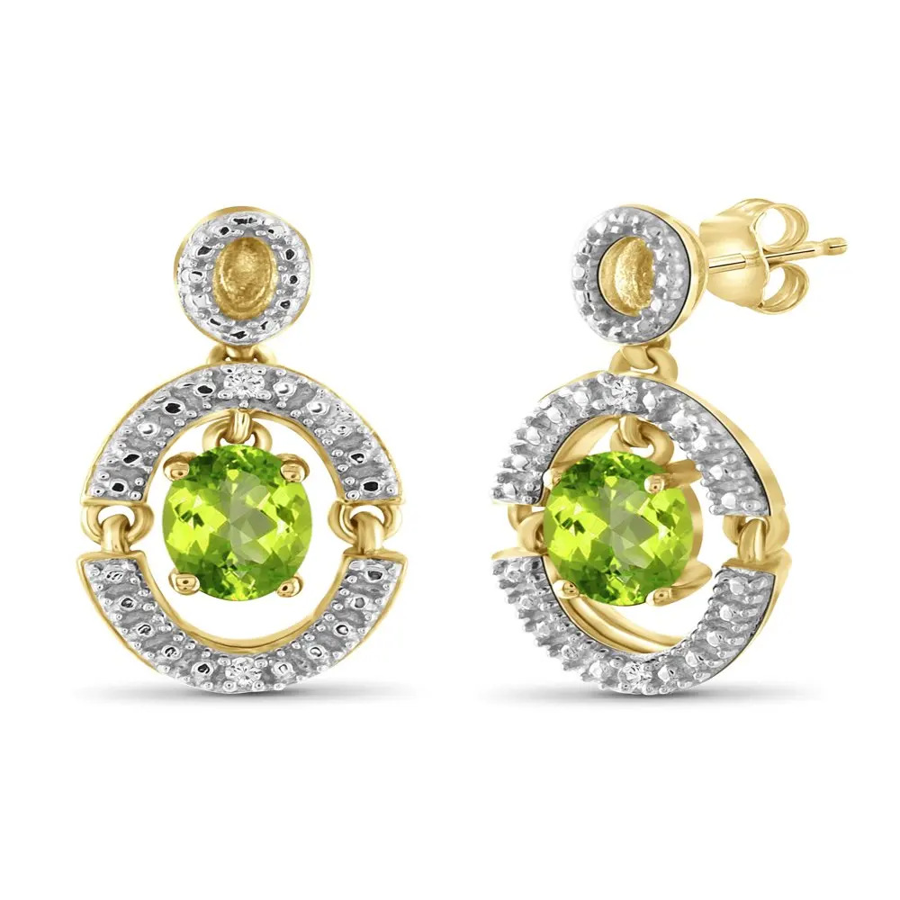 

1.00 Carat T.G.W. Peridot And White Accent 14k Gold Over Silver Stud Earrings