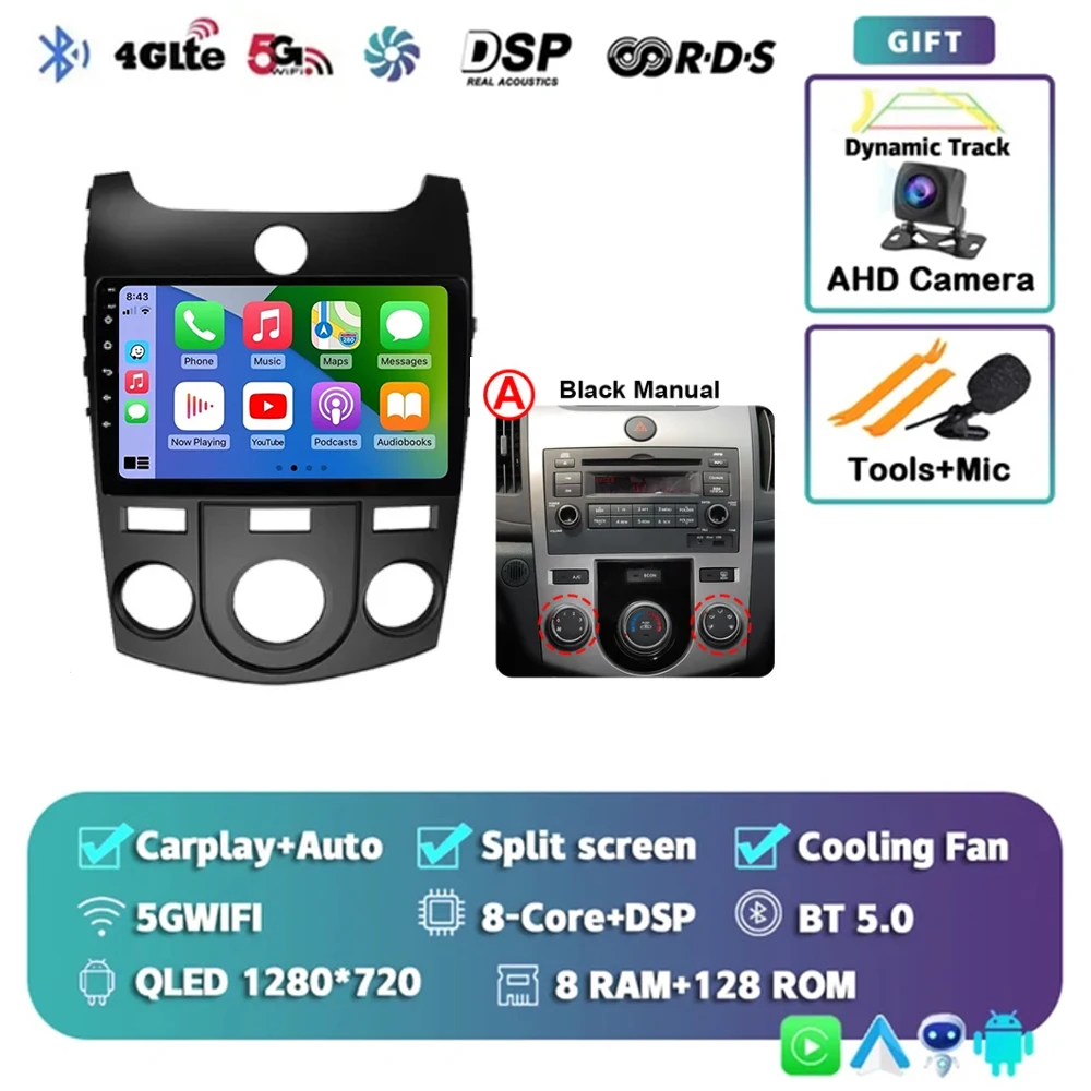 

Автомобильный радиоприемник Android 14, мультимедийный видеоплеер для KIA Forte Cerato 2008 2009 2010 2012, авторадио, GPS-навигация, Carplay, экран 9 дюймов