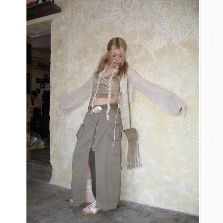 Женский тонкий кардиган с V-образным вырезом длинным рукавом и рюшами