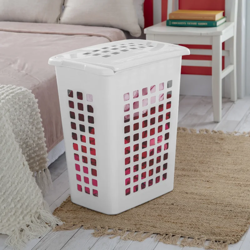 

Rectangular Plastic Laundry Hamper , White, Set of 4 folding laundry basket laundry dirty clothes basket laundry basket