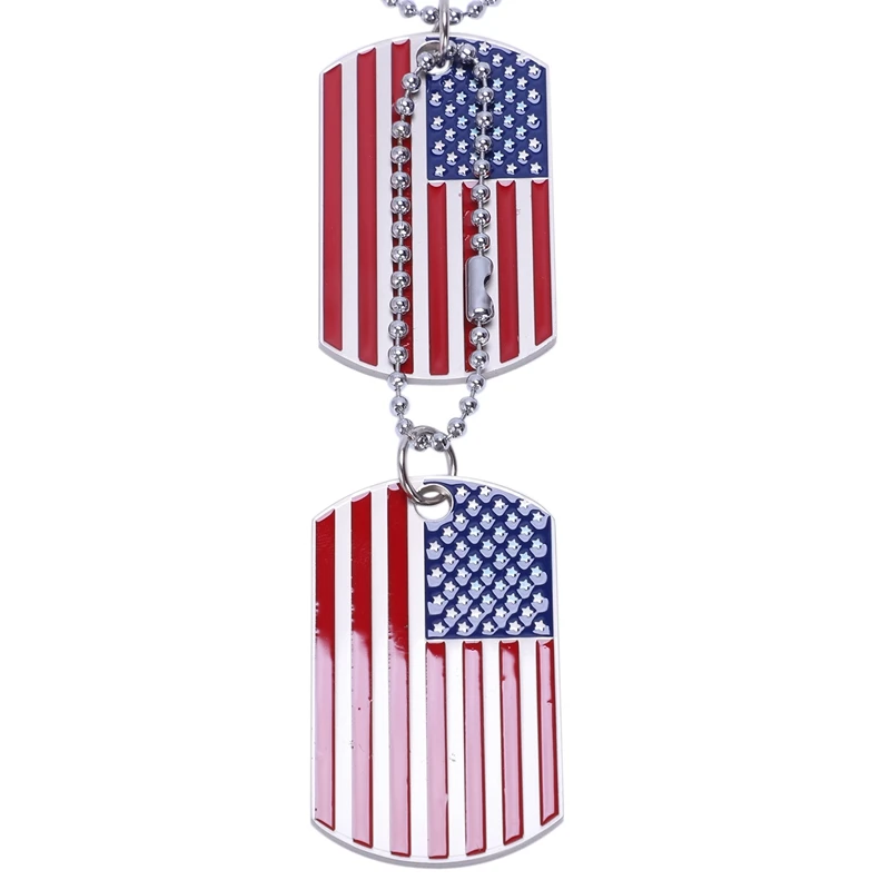 2 шт сплав подвески ожерелья в красную и белую полоску США американский флаг