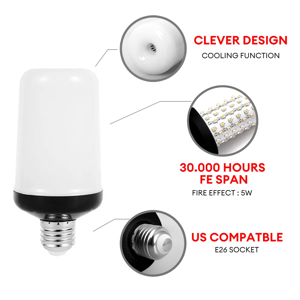 Светодиодная лампа E27 с эффектом пламени