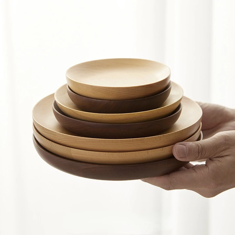 1PC Solid Wood Plates for Food Wooden Tableware Set Kitchen Dining Bar Home Garden |