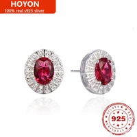 hoyon 100 s925 sterling silver birthstone stud earrings for women 8mm 2 carat created diamond style fine jewelry free shipping